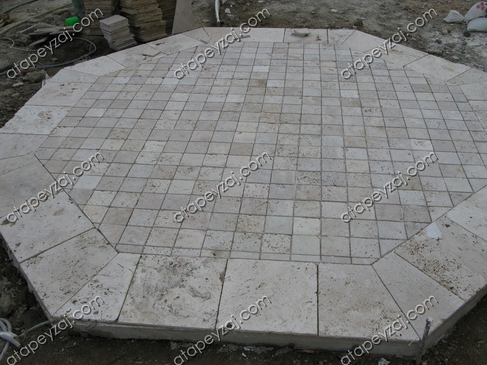 Kamelya terası_Eskitme traverten döşeme